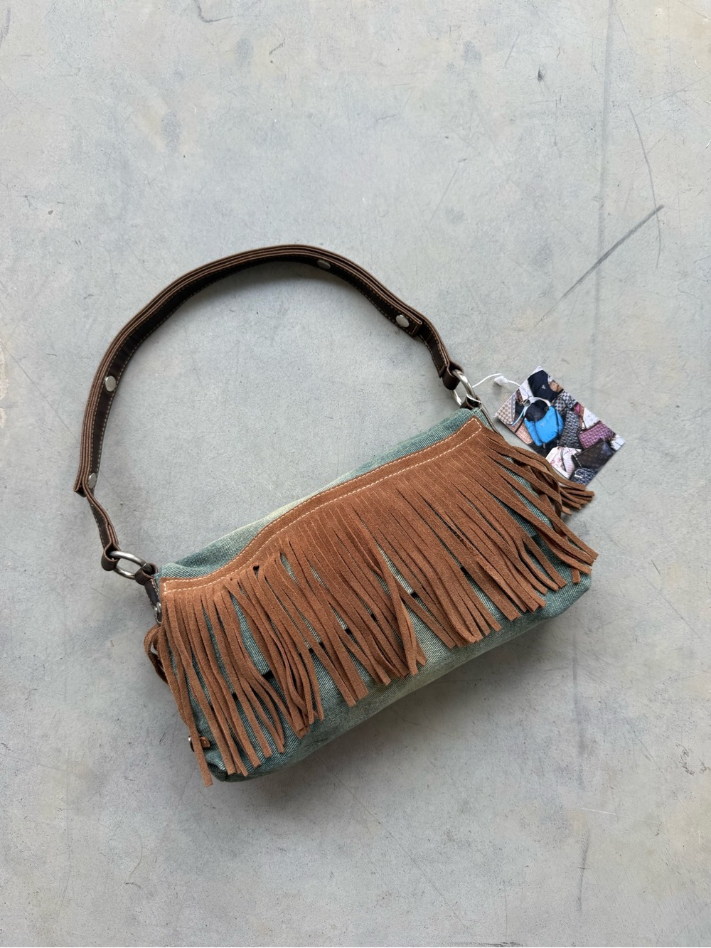 vintage rampage fringe denim bag